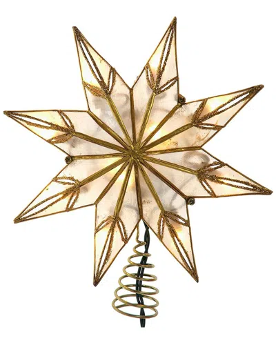 Kurt Adler Ul 10-light 8 Point Led Multi Color Capiz Star Tree Topper In Gold