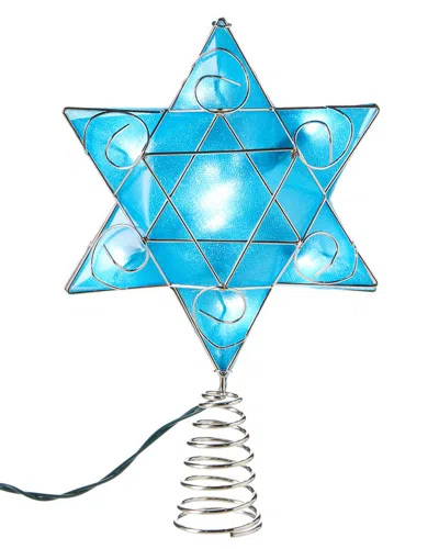 Kurt Adler Ul 10-light Led Silver & Blue Shimmer Star Treetop