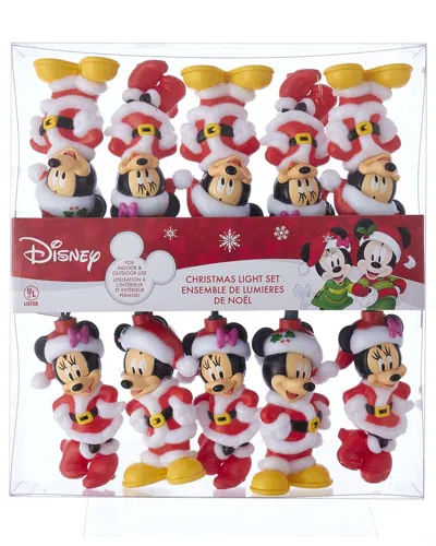 Kurt Adler Ul 10-light Mickey & Minnie Light Set In Red