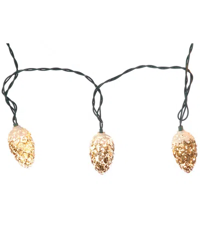 Kurt Adler Ul 10-light Pinecone Light Set In Gold