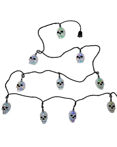Kurt Adler Ul 10-light Rgb Led Glitter Skull Light Set