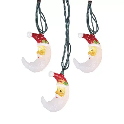 Kurt Adler Ul 10-light Santa Moon Face Light Set In Green