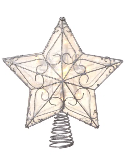 Kurt Adler Ul 10-light Trimmed Capiz Inspired Star Treetop In Metallic