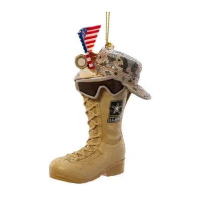 Kurt Adler U.s. Army Boot With U.s.a Flag Hanging Figurine Ornament