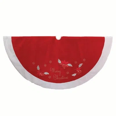 Kurt Adler Velvet Merry Christmas Applique Tree Skirts