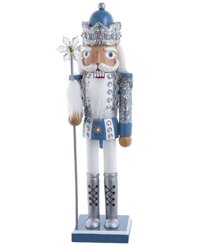 KURT ADLER KURT ADLER WOODEN 15-INCH BLUE & PLATINUM NUTCRACKER