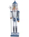 Kurt Adler Wooden 15-inch Blue & Platinum Nutcracker In White