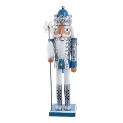 Kurt Adler Wooden 15-inch Blue And Platinum Nutcracker In Multicolored