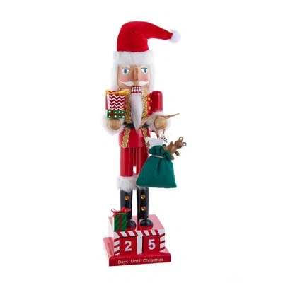 Kurt Adler Wooden 15-inch Santa Calendar Nutcracker In Red
