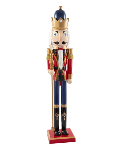 Kurt Adler 36-inch Wooden Red And Blue King Nutcracker In Multicolored