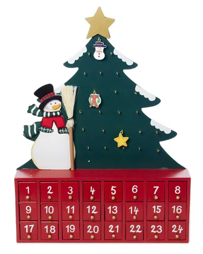 KURT ADLER KURT ADLER WOODEN SNOWMAN WITH TREE ADVENT CALENDAR