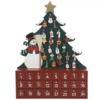 Kurt Adler Wooden Snowman With Tree Advent Calendar In Multi