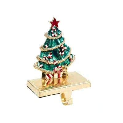 Kurt Adler Zinc Christmas Tree Stocking Holder In Multi