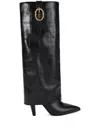 Kurt Geiger 100mm Fold-over Croc-embossed Buckle Boots In Black