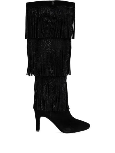 Kurt Geiger 100mm Shoreditch Fringed Boots In Black