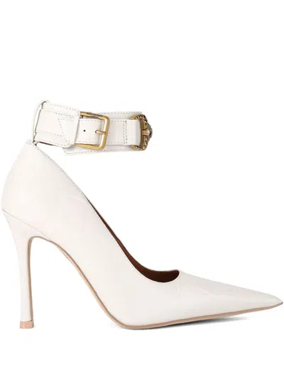 Kurt Geiger Leather Croc-embossed Mansion Ankle Strap Pumps 105 In Neutral