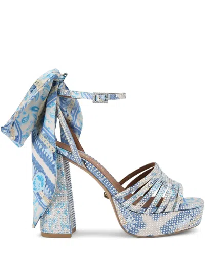 Kurt Geiger 115mm Pierra Ankle-tie Platform Sandals In Blue/pal.c