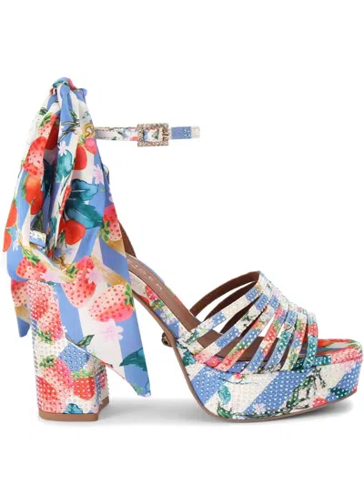 Kurt Geiger 115mm Pierra Ankle-tie Platform Sandals In Red Comb