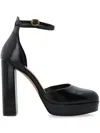 Kurt Geiger Leather Shoreditch Platform Heels 115 In Black