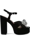 Kurt Geiger 125mm Crystal-bow Platform Sandals In Black