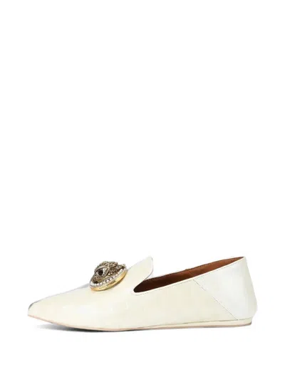 Kurt Geiger 225 Chelsea Crocodile-effect Pointed-toe Loafers In Neutral