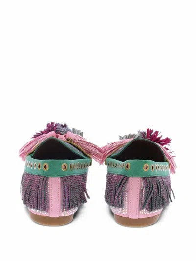 Kurt Geiger 225-pom-pom Fringed Slippers In Pink