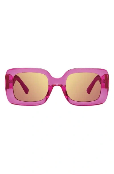 Kurt Geiger 51mm Rectangle Sunglasses In Crystal Fuchsia/ Pink Flash