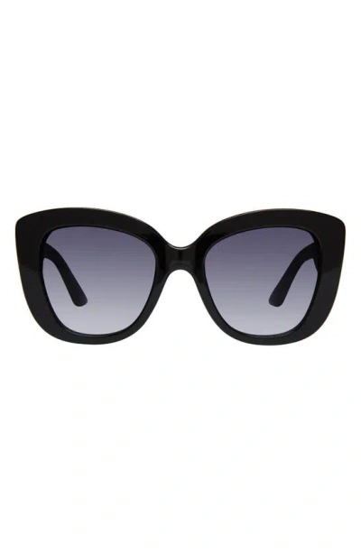 Kurt Geiger 52mm Cat Eye Sunglasses In Black Crystal Pink Glitter