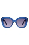 Kurt Geiger 52mm Cat Eye Sunglasses In Crystal Blue/ Purple Gradient