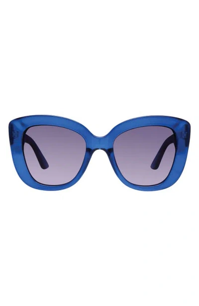 Kurt Geiger 52mm Cat Eye Sunglasses In Crystal Blue/ Purple Gradient