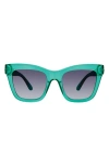 Kurt Geiger 53mm Cat Eye Sunglasses In Crystal Green/ Smoke Gradient