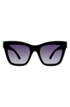 Kurt Geiger 53mm Cat Eye Sunglasses In Solid Black/ Smoke Gradient