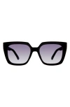 Kurt Geiger 53mm Square Sunglasses In Black Crystal Fuchsia/ Smoke