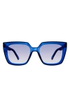 Kurt Geiger 53mm Square Sunglasses In Crystal Blue/ Blue Flash