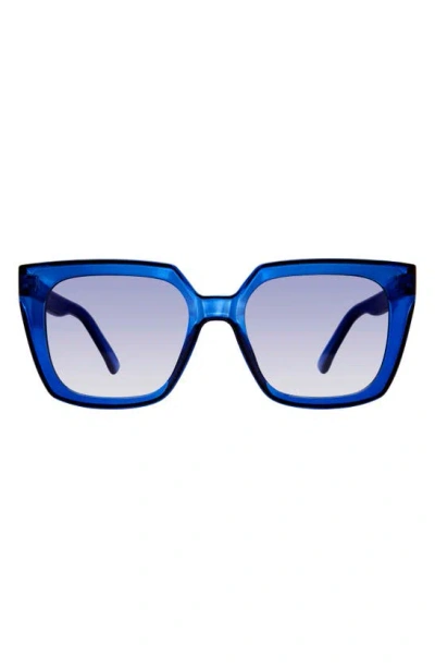 Kurt Geiger 53mm Square Sunglasses In Crystal Blue/ Blue Flash