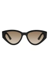 Kurt Geiger 54mm Cat Eye Sunglasses In Solid Black/ Soft Gold Flash