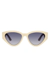 Kurt Geiger 54mm Cat Eye Sunglasses In Solid Bone/ Smoke Gradient