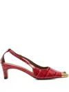 Kurt Geiger London Regent Croc Embossed Cutout Pump In Red