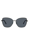 Kurt Geiger 58mm Cat Eye Sunglasses In Black Crystal Blush/ Smoke