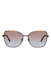 Kurt Geiger 58mm Cat Eye Sunglasses In Gold Crystal Blue / Brown