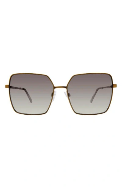 Kurt Geiger 58mm Square Sunglasses In Gold Black Havana/ Gold
