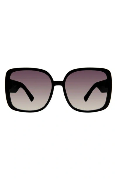 Kurt Geiger 59mm Square Sunglasses In Solid Black/ Soft Gold Flash