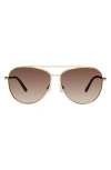 Kurt Geiger 61mm Aviator Sunglasses In Gold Blue Havana/ Brown