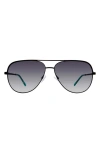 Kurt Geiger 64mm Aviator Sunglasses In Black Crystal Green/ Smoke