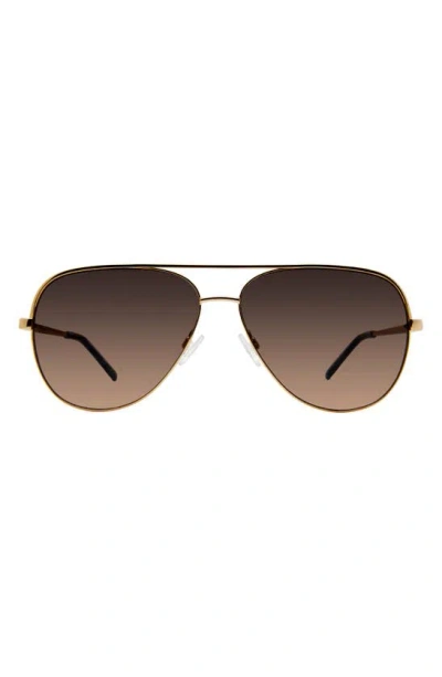 Kurt Geiger 64mm Aviator Sunglasses In Gold Blue Havana/ Brown