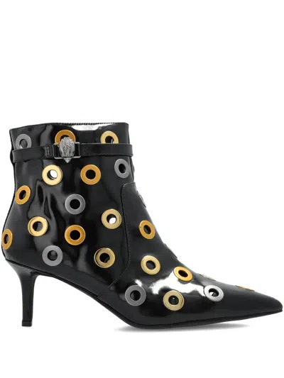 Kurt Geiger 65mm Kensington Eyelet-embellished Pointed-toe Ankle Boots In Black