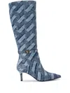 Kurt Geiger Denim Kensington Flexi Knee-high Boots In Blue