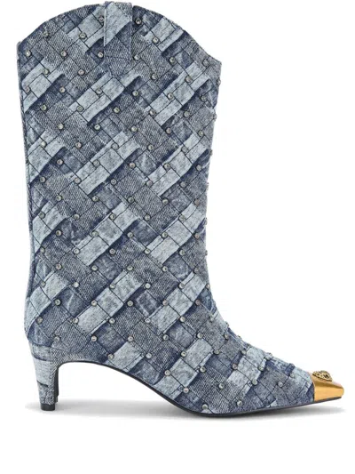 Kurt Geiger 65mm Regent Crystal Boots In Blue