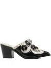 Kurt Geiger 70mm Floral-embellishment Mules In Black