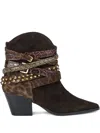 Kurt Geiger 70mm Multi-strap Pointed Western Boots In Brown